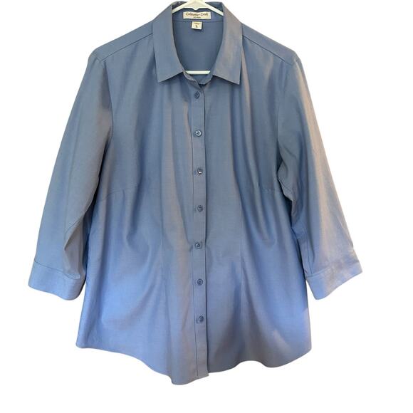Coldwater Creek Women’s No Iron Blue Cotton Long Sleeve Button Blouse Size XL/16 - Picture 2 of 11